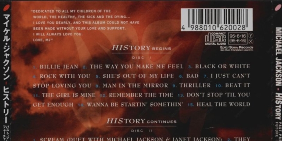 迈克尔杰克逊 Michael Jackson - History他的历史精选(日本发行索尼金碟首版2cd)