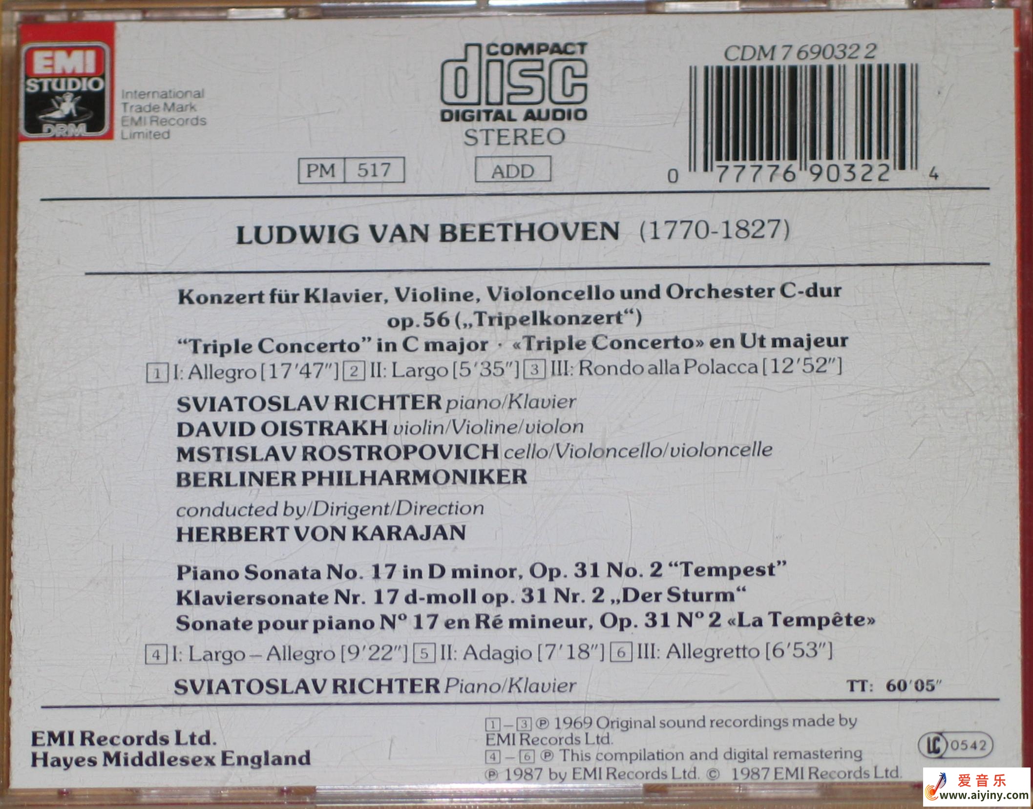著名的四大巨头《贝多芬三重协奏曲 勃拉姆斯双重协奏曲》810 / 作者:匿名网友 / 帖子ID:4127