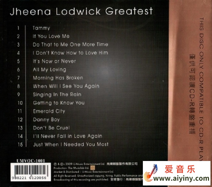 人声发烧天碟《Jheena Lodwick Greatest》[正版原抓WAV+CUE]7 / 作者:匿名网友 / 帖子ID:4146